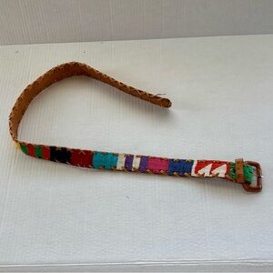 Vintage Guatemalan‎ Colored Leather Handcrafted Belt Size M Authentic